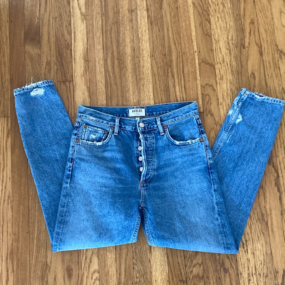 Agolde Classic Blue Denim Straight Jeans